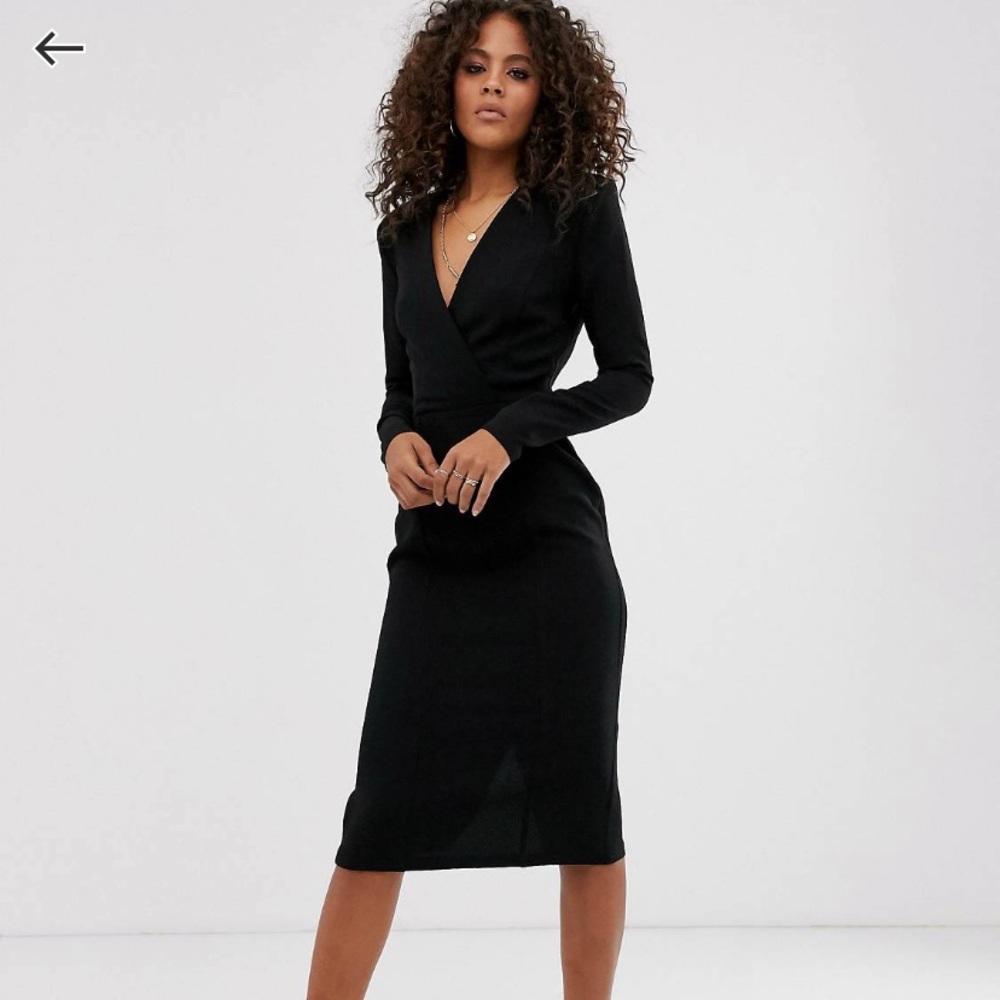 ASOS black faux wrap dress